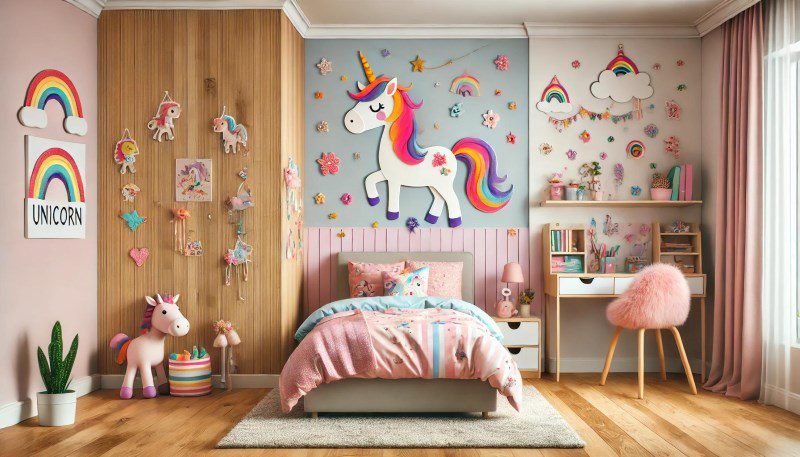 habitació infantil d'unicorns